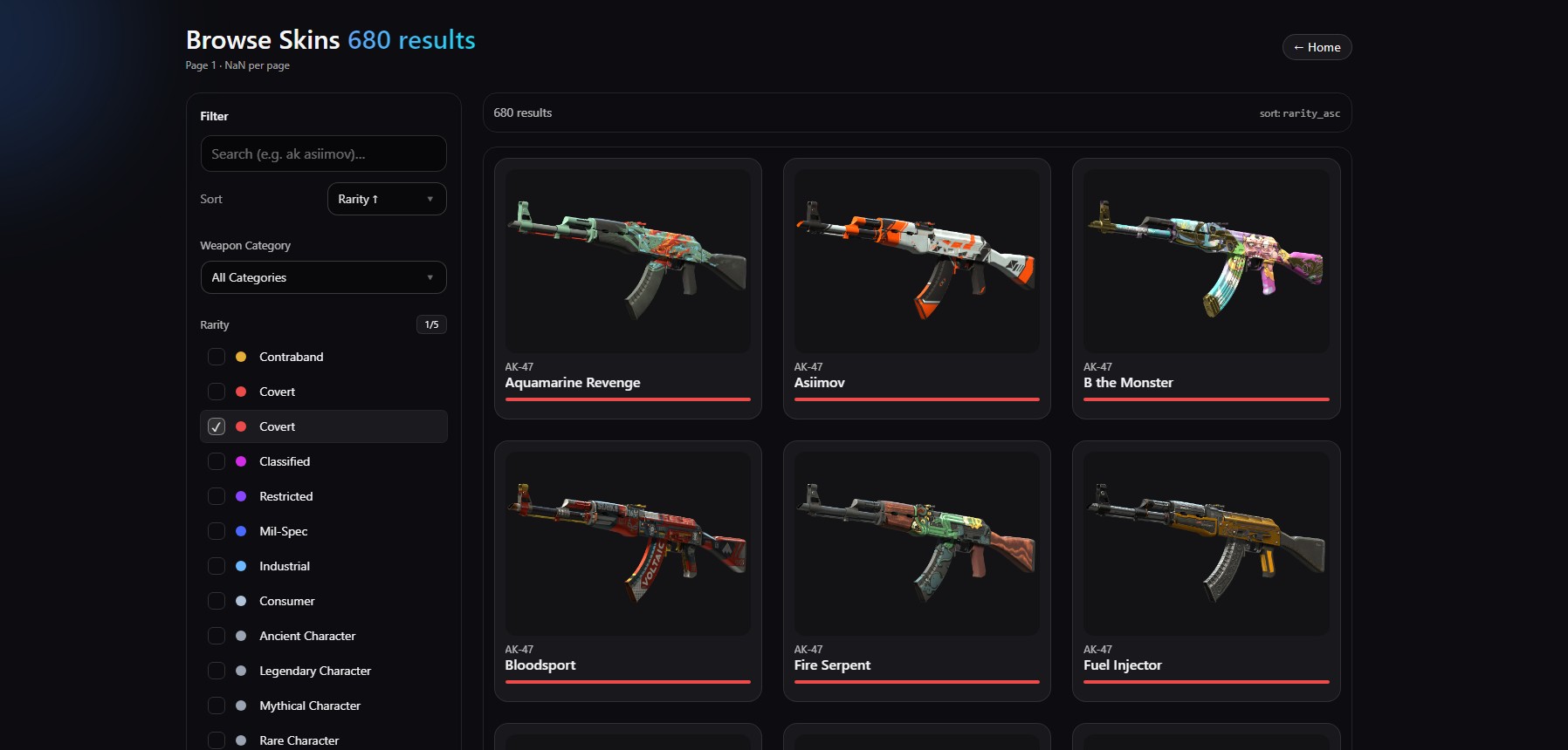 Browse skins preview